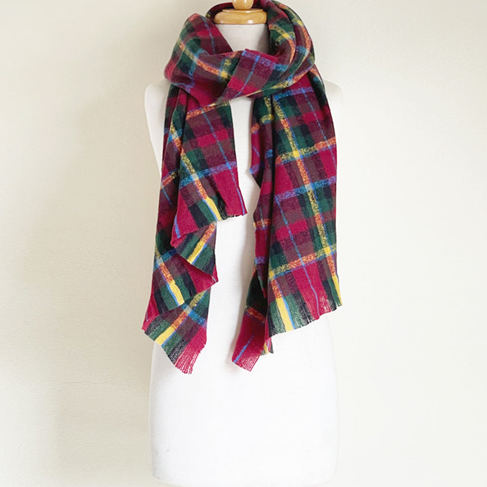 sophari | Large Soft Checkered Kristen Scarf in Wine Red