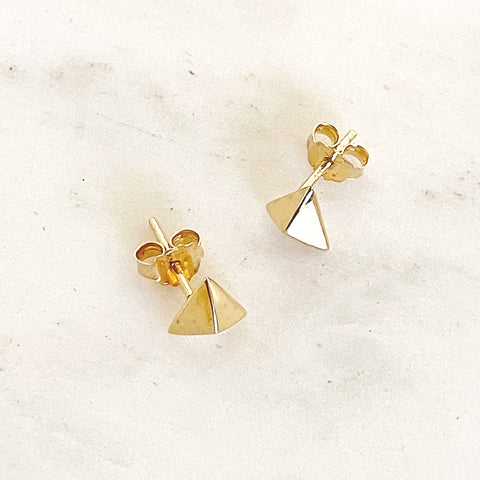 sophari | Sterling Silver Gold Plated (925) Pyramids Triangle LUXE Stud Earrings