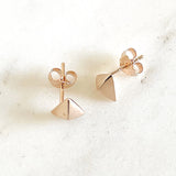 sophari | Sterling Silver Rose Gold Plated (925) Pyramids Triangle LUXE Stud Earrings