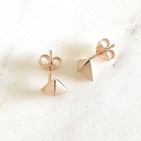 sophari | Sterling Silver Rose Gold Plated (925) Pyramids Triangle LUXE Stud Earrings