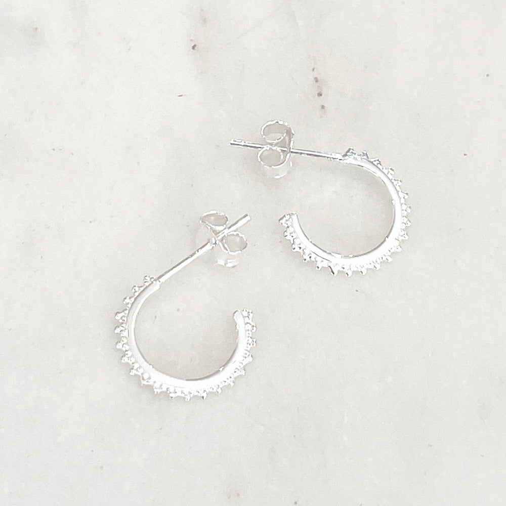 sophari | Sterling Silver (925) Studded Mini Hoop LUXE Earrings