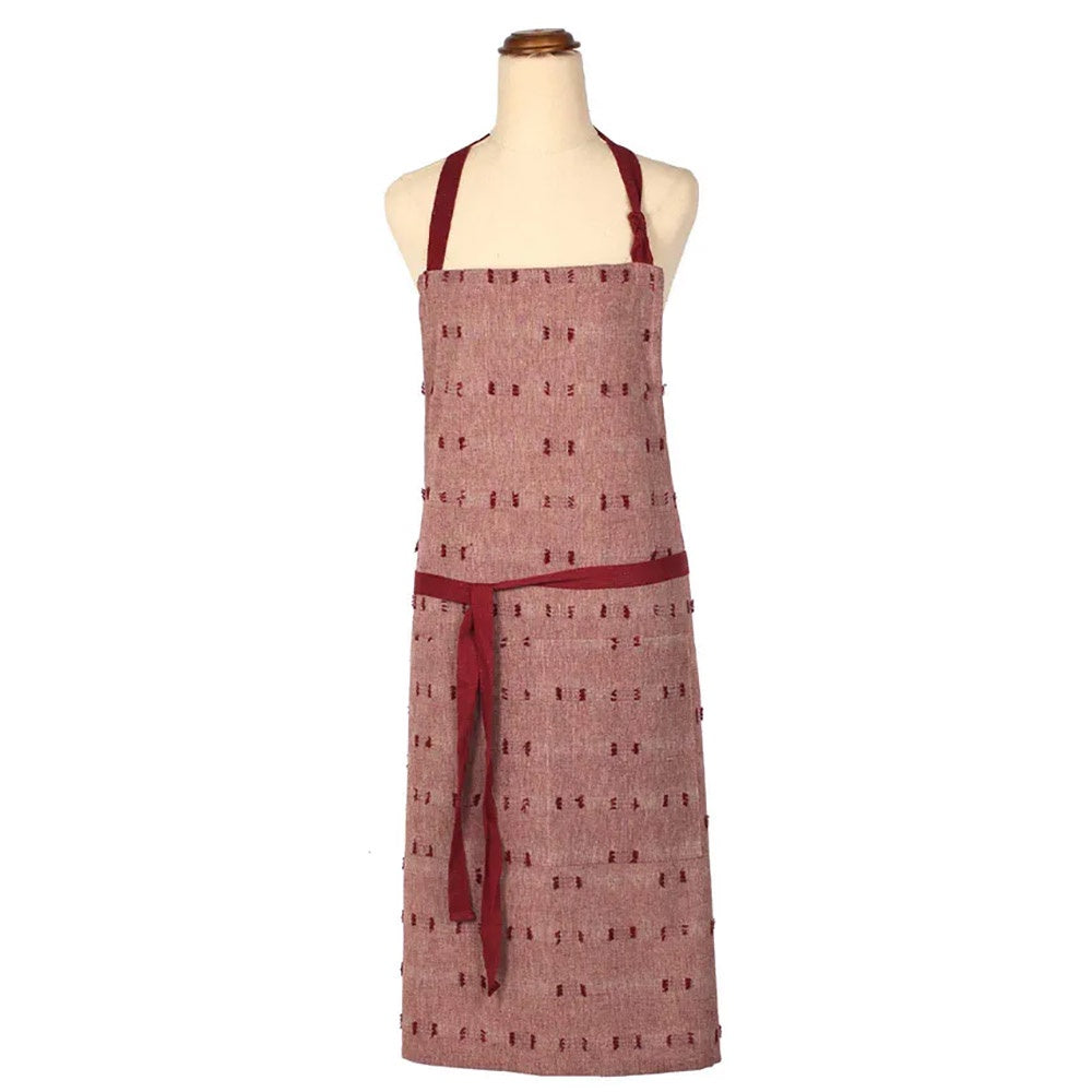 Raine & Humble | Textured Tuft Kitchen Apron in Ruby Red